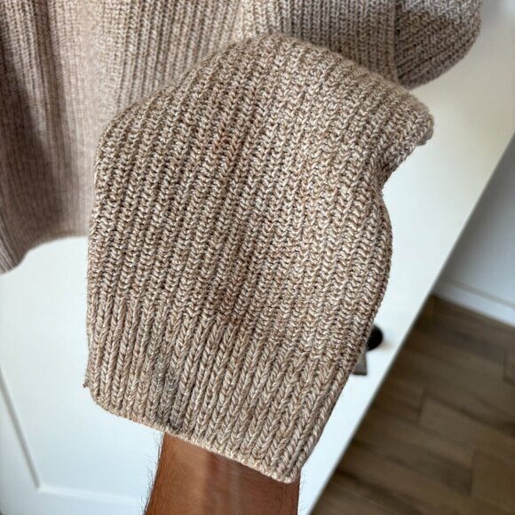 Vintage Eddie Bauer Sweater Men's Large Tan Henley Chunky Knit Outdoor Fall 90s - Picture 5 of 9